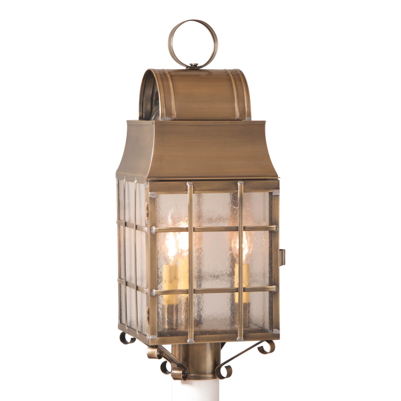 Irvin's Country Tinware Washington Post Lantern in Weathered Brass